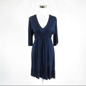 Velvet navy blue stretch A-line dress P